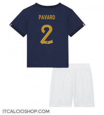 Francia Benjamin Pavard #2 Prima Maglia Bambino Mondiali 2022 Manica Corta (+ Pantaloni corti)